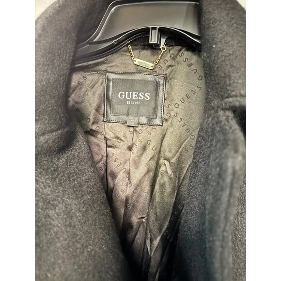 GUESS double breasted notched collar women's long coat - BLACK - Plus Size XXL - Picture 9 of 14